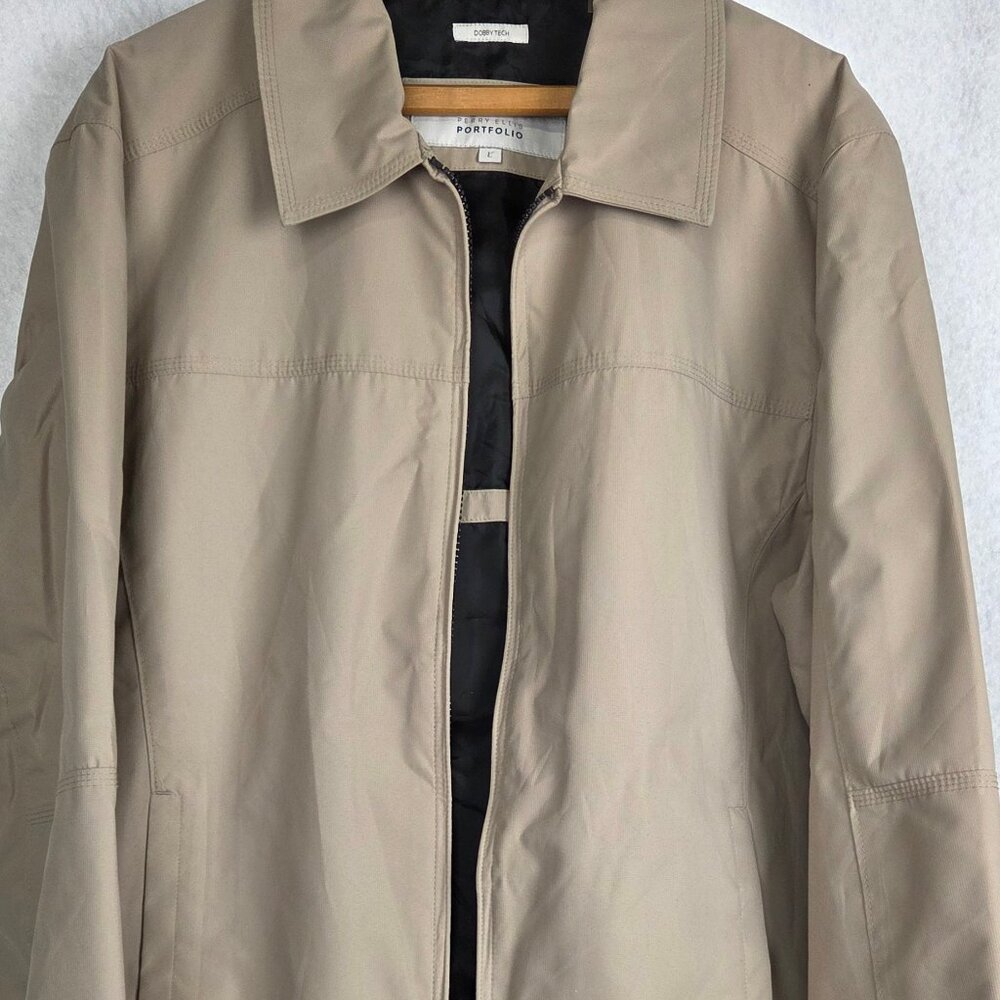 Perry Ellis Jacket Portfolio Men's Dobby Tech Water Repellant Tan Size L